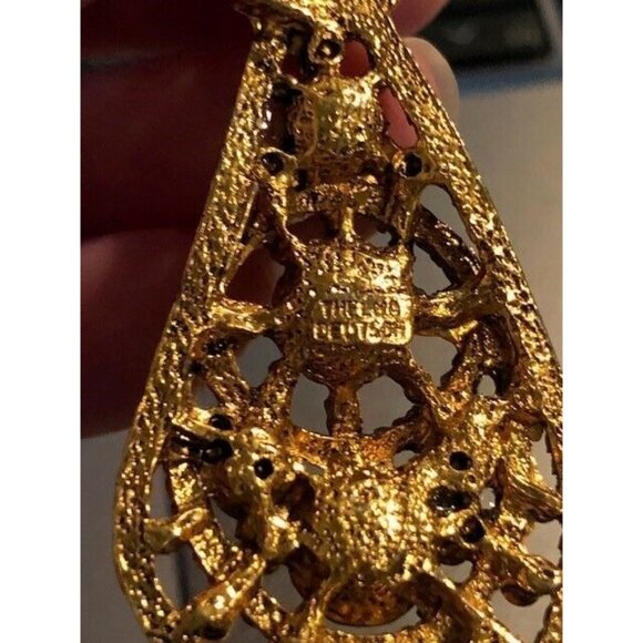 STUNNING VINTAGE AURORA BOREALIS CRYSTAL GOLD THELMA DEUTSCH CLIP ON EARRINGS - Picture 4 of 5